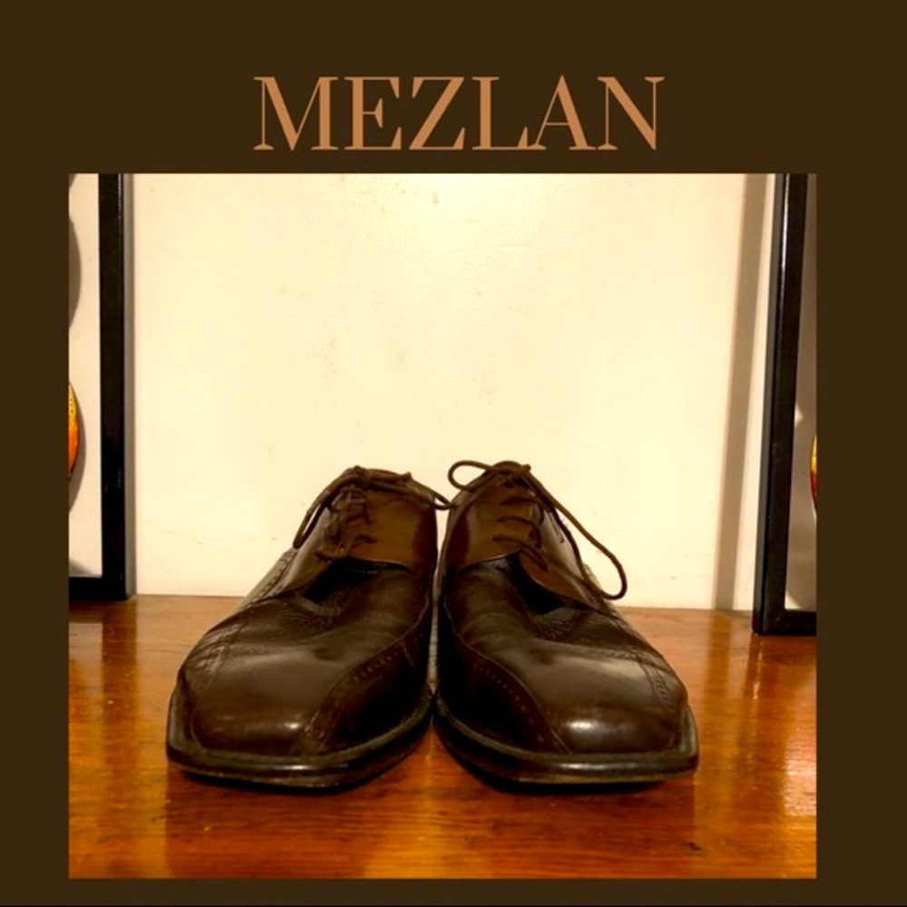 MEZLAN VERDICT Brown 2 Tone Leather Dress Oxford Lace Up Square Toe Size 11.5M - Picture 4 of 13